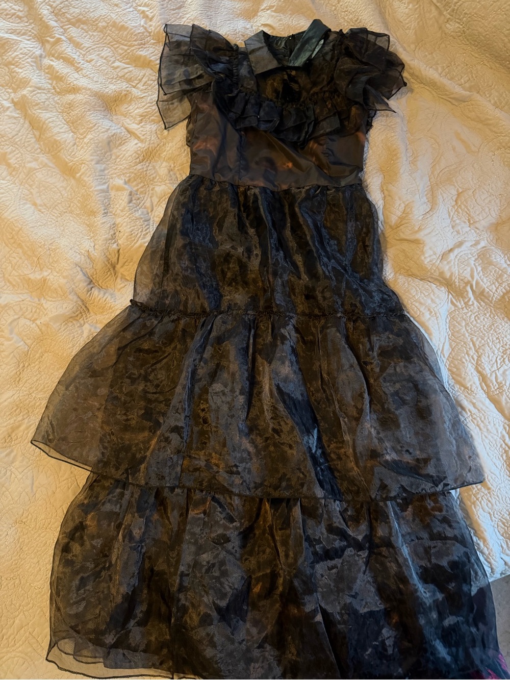 Girls' Black Ruffled Tiered Party Dress- Wednesday Addams costume